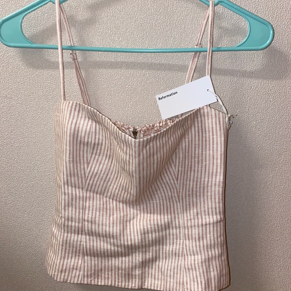 Reformation overland linen top in color “cupcake”